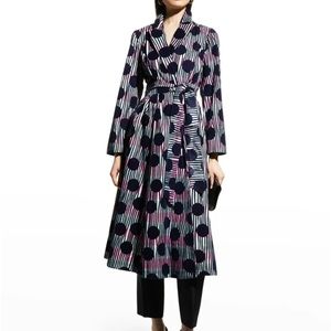 NWT Frances Valentine Lucille Flocked Velvet Wrap Blue & Pink Shirt Dress Sz. S